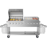 72 in. 10-Burner Commercial Outdoor Propane Gas Grill With 36 in. Roll Dome Cover and 36 in. Griddle in Stainless-Steel, ETL Listed (CGKIT7-D36G36)